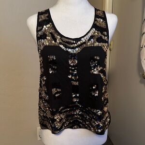 Vs pink Sequin Black and Gold Women's Tank Top